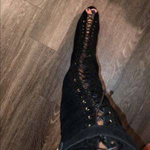 Over the knee suede boots